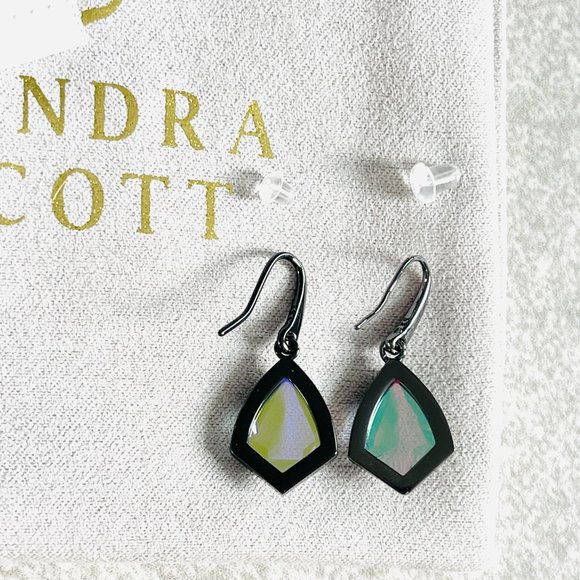 KENDRA SCOTT Cory Drop Gunmetal Earrings In Dichroic Glass - DO NOT BUY! - Picture 3 of 7